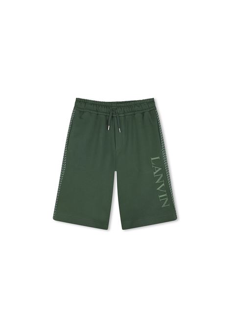 Shorts Verdi Con Logo e Motivo Curb LANVIN ENFANT | N30229722